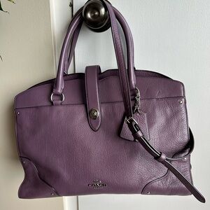 Coach 37167. Mercer Satchel. Eggplant Purple with silver hardware.